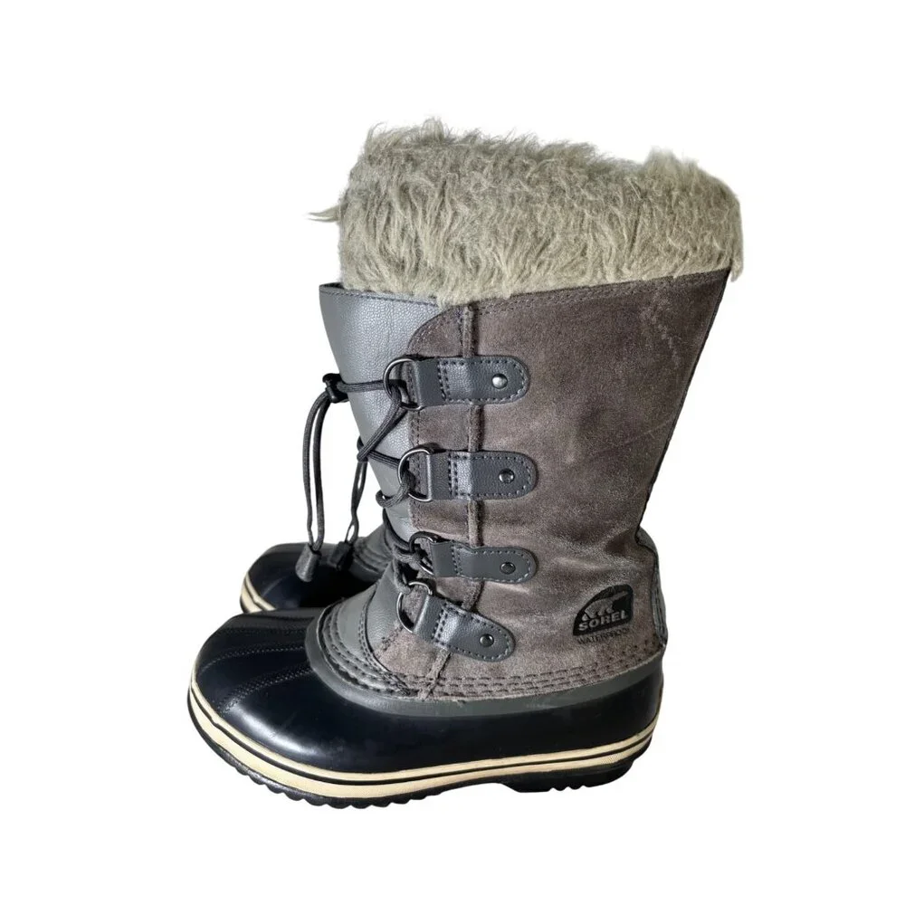Sorel Womens Joan Of Arctic Handcrafted Waterproof Gray Suede Boots